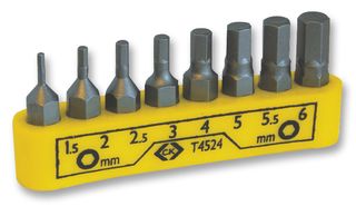 CK TOOLS - T4524 - 六角螺丝刀头套件 8件